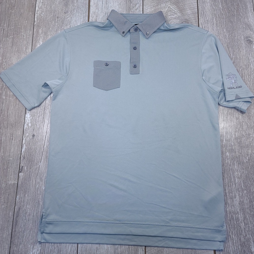 FootJoy Polo Shirt Mens XL Blue Highland Lion Crest Performance Golf Sport